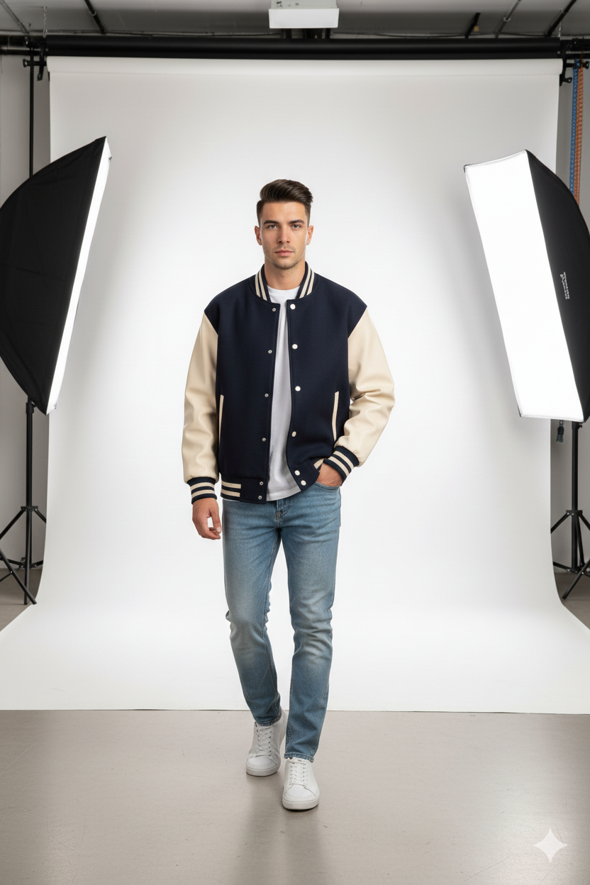 Navy Blue Baseball Jacket
