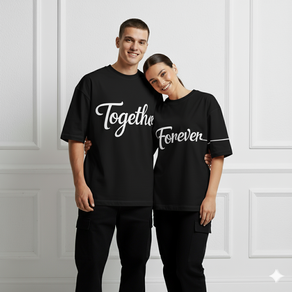 Together Forever Couple Design Drop Shoulders
