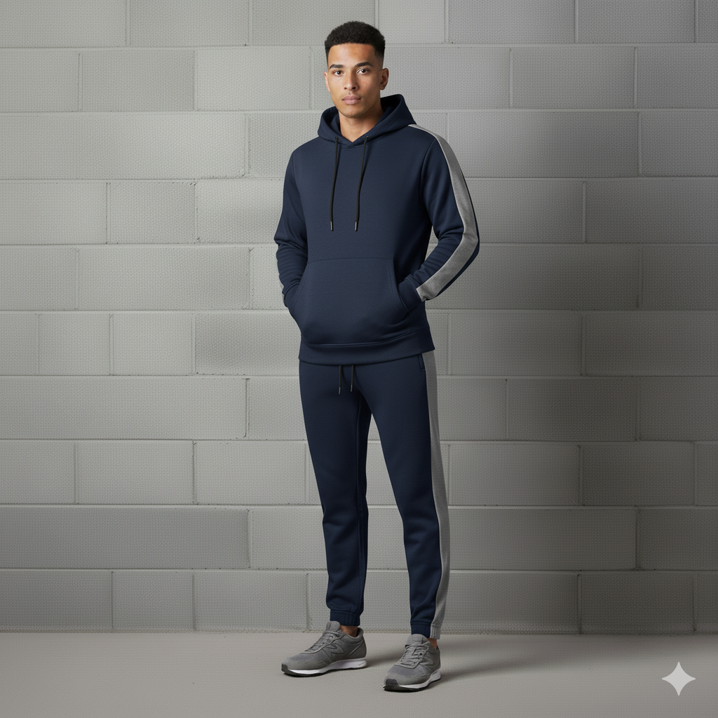 Tracksuit with Contrast Navy & Grey