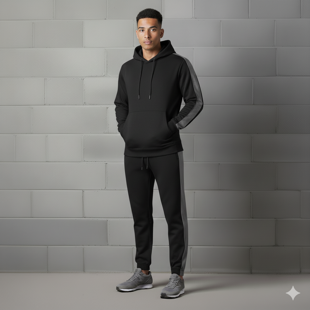 Tracksuits with Contrast Black & Grey