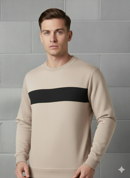 Beige & Black Contrast Sweatshirt