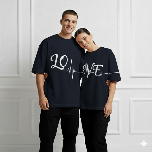 Love Couple Design Drop Shoulders