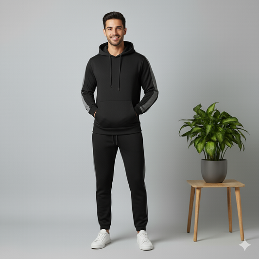 Tracksuits with Contrast Black & Grey