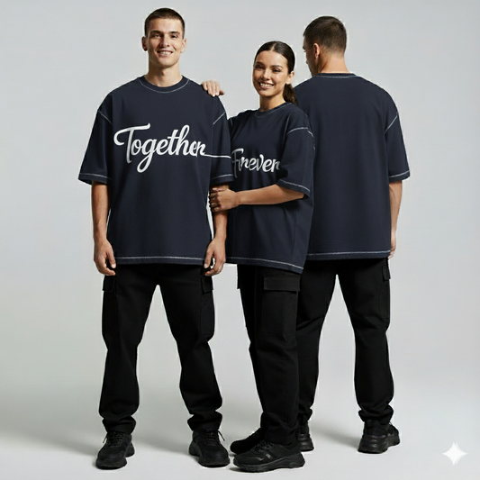 Together Forever Couple Design Drop Shoulders