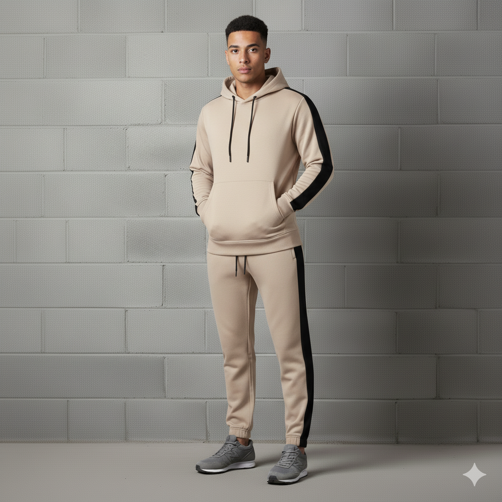 Tracksuit with Contrast Beige & Black