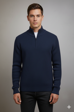 Blue Mock Neck Zipper