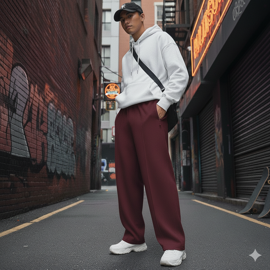 Maroon Center Crease Trouser