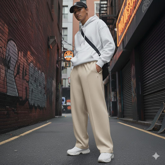 Beige Center Crease Trouser