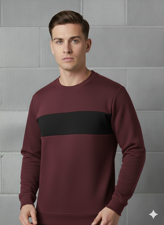 Maroon & Black Contrast Sweatshirt