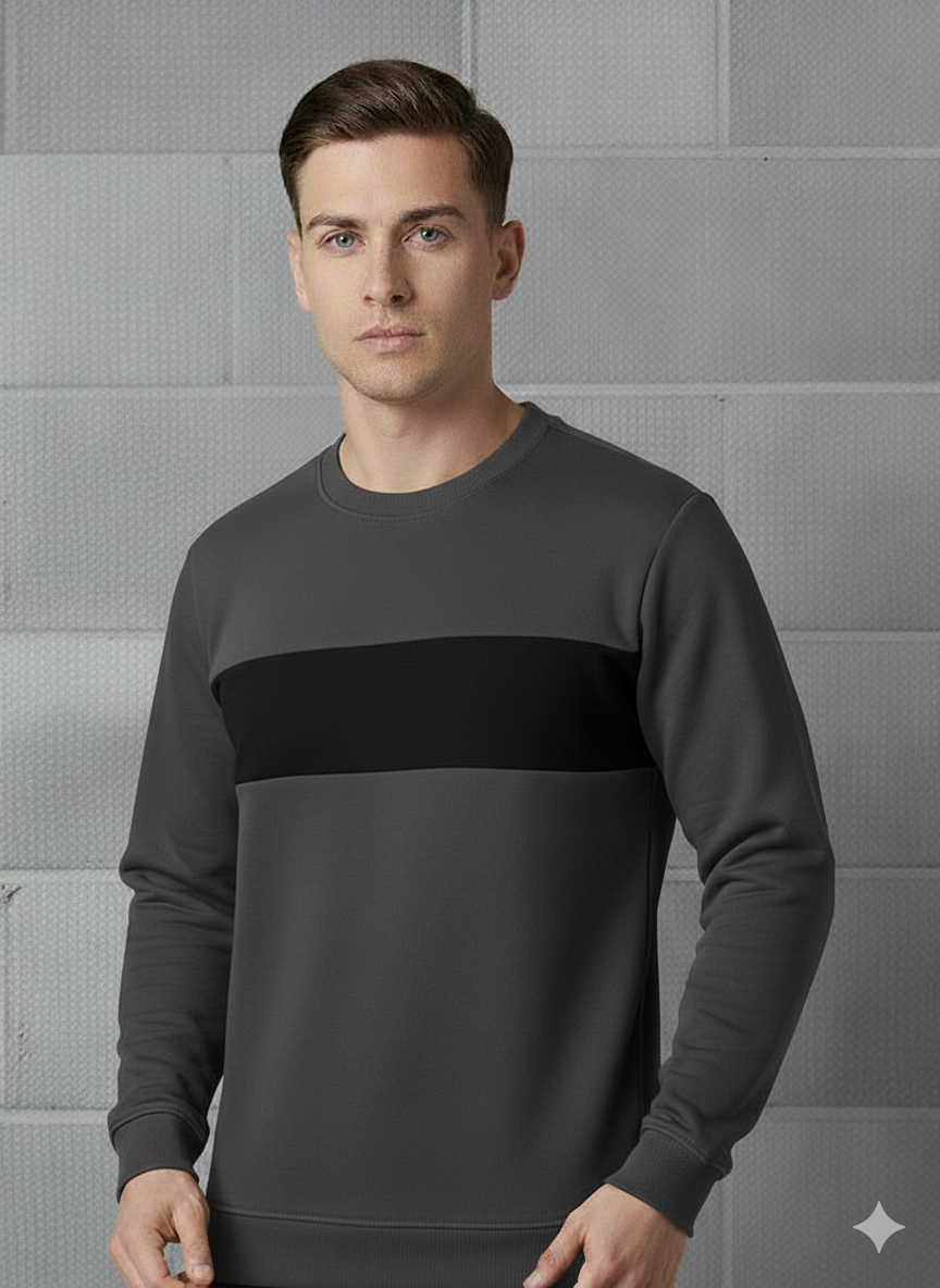 Charcoal & Black Contrast Sweatshirt