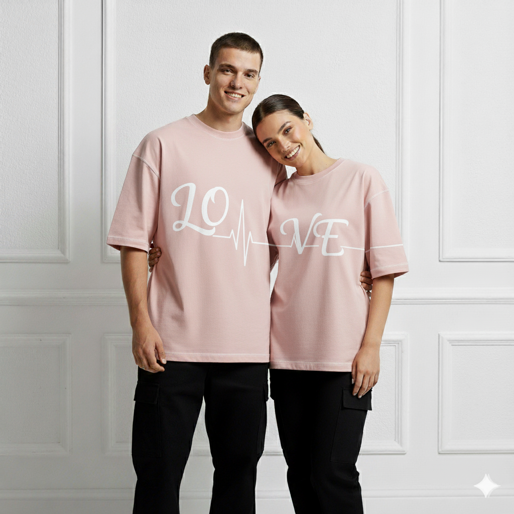 Love Couple Design Drop Shoulders