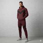 Tracksuit with V- contrast Maroon & Black