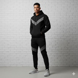 Tracksuit with V-contrast Black & Grey