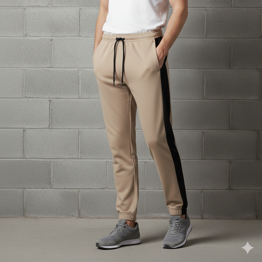 Beige & Black Contrast Trouser