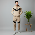 Tracksuit with V - Contrast Beige & Black