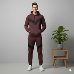 Tracksuit with V- contrast Maroon & Black