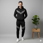 Tracksuit with V-contrast Black & Grey